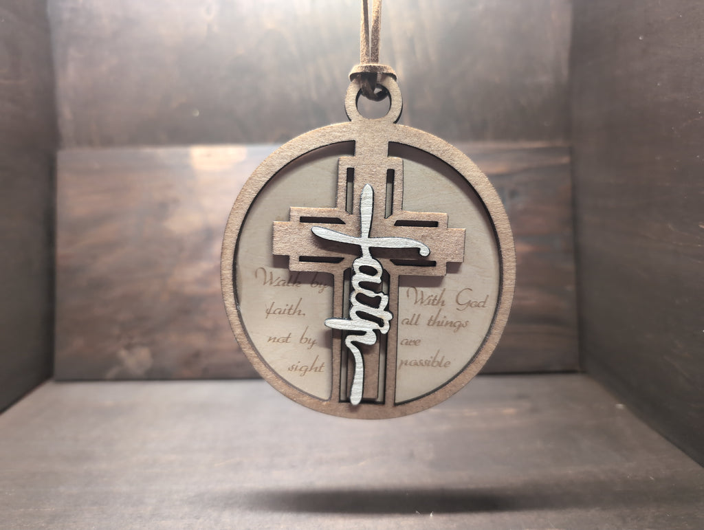 Walk by faith wood multilayer ornament