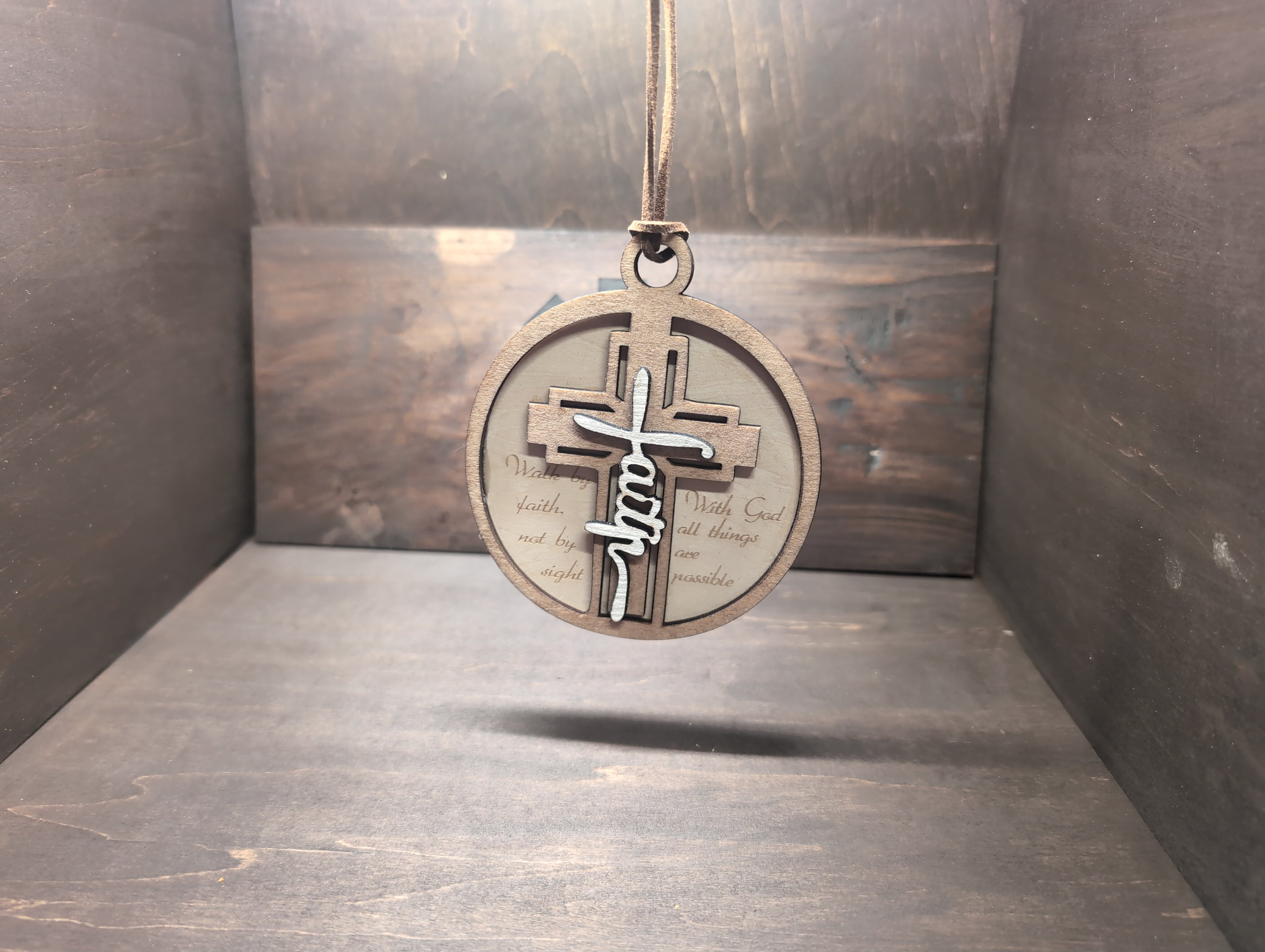 Walk by faith wood multilayer ornament
