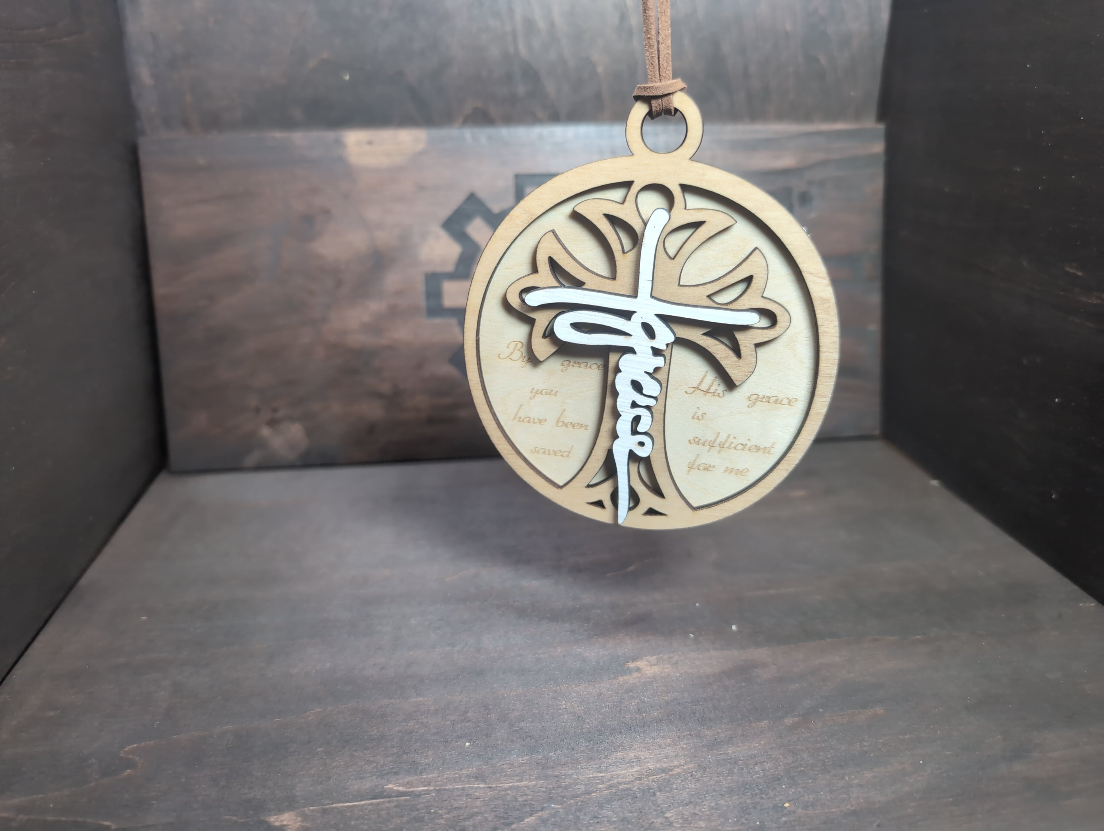 Walk by faith wood multilayer ornament