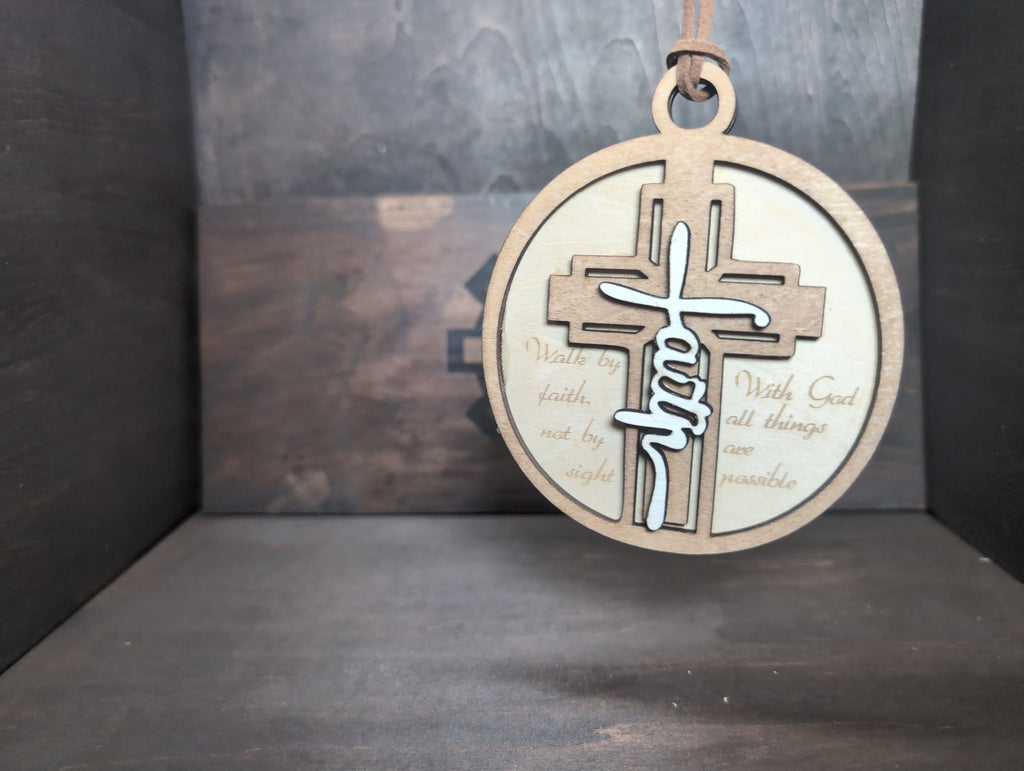 Walk by faith wood multilayer ornament