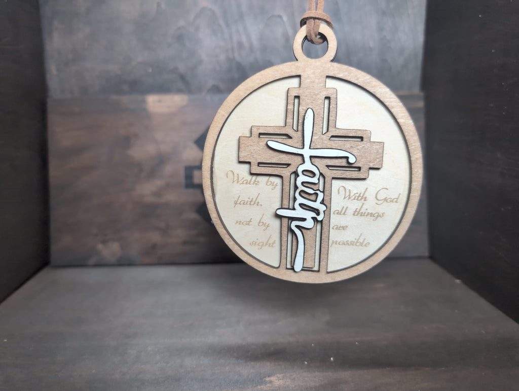 Walk by faith wood multilayer ornament